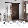 FREDBECK 42in x 84in Brown Barn Door with 7ft (84inch) Barn Door Hardware Track Kit and Handle Included, Double Surfaces,Simple Assembly is Required,K-Frame,Coffee view 2