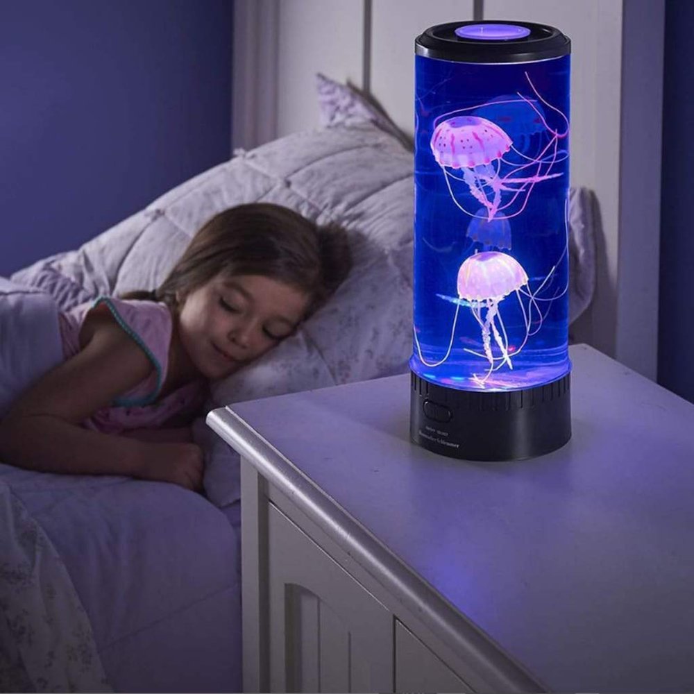 Hypnotic Jellyfish Aquarium, Color Changing Kids Night Light with 2 Moving Jellyfishes, Emotion Relaxing, Bedside Kindergarten Light for Nursery Rooms, Kids' Bedroom, Christmas Gifts for Boys Girls
