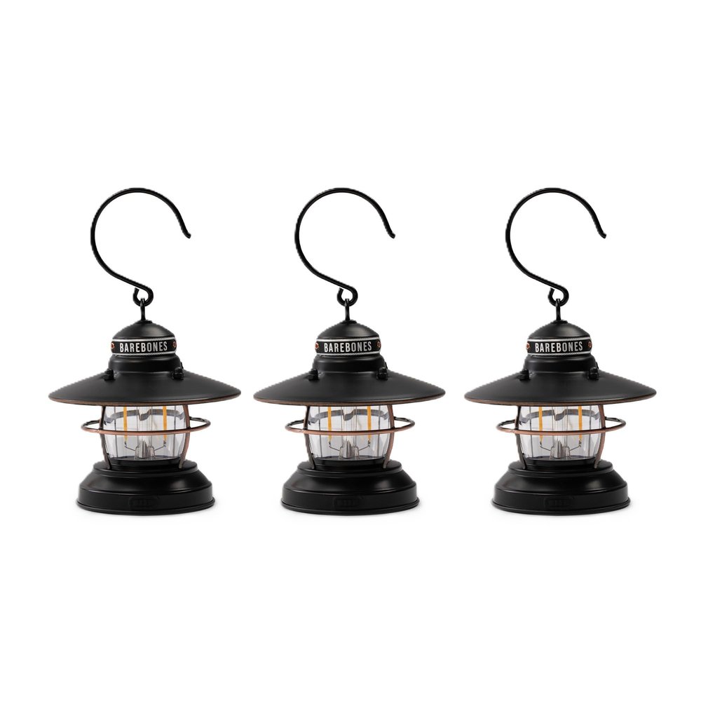 Barebones Edison Mini Lantern  3 Packs Antique Bronze, Vintage LED Camping Lantern with Adjustable Brightness  Compact Weatherproof Outdoor Lantern for Hiking, Tents, Fishing, and Home Decor