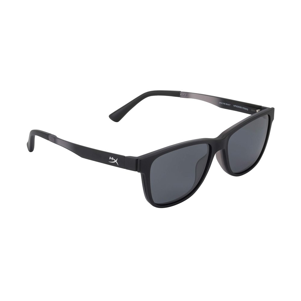 HyperX Spectre React - Gaming Eyewear, Blue Light Blocking Glasses, UV Protection, Ultem Frame, Crystal Clear Lenses, Microfiber Bag, Hard Case Small w. Polarized Clip Crystal Grey