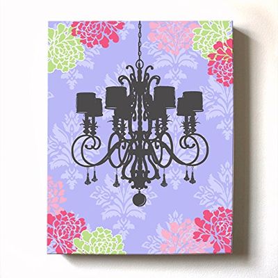 Girls Princess Nursery Canvas Wall Decor - Unique & Memorable Chandelier Floral that Make Great Baby Shower Art Gifts - for Bedrooms & Playrooms - Choose from Designer Colors & Sizes