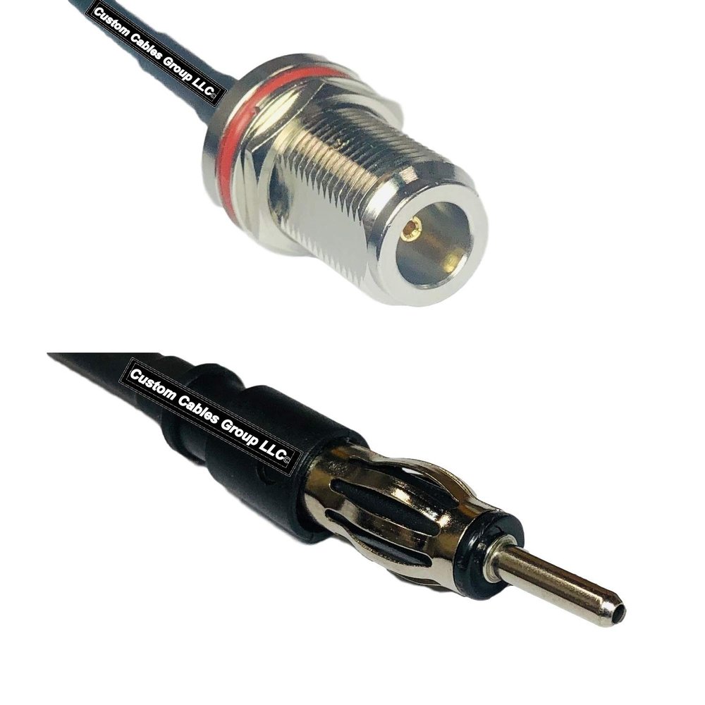 10 feet RG58 N Female Bulkhead to AM/FM Male RF Pigtail Coaxial Cable