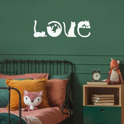 Vinyl Wall Art Decal - Cat Love - 10" x 33" - Trendy Inspirational Super Cute Cats Design Quote Sticker For Pets Lovers Living Room Kids Room Office Business Veterinary Storefront School Decor (White)