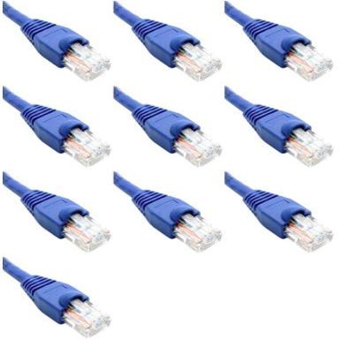 75 Feet Cat6 Slim Ethernet Network Patch Cables Blue RJ45 m/m (10 Pack)