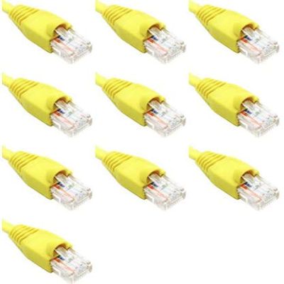 7 Feet Cat6 Slim Ethernet Network Patch Cables Yellow RJ45 m/m (10 Pack)