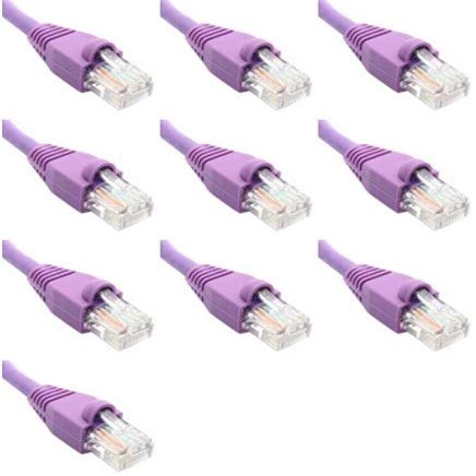 100 Feet Cat6 Slim Ethernet Network Patch Cables Purple RJ45 m/m (10 Pack)