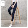 Andongnywell Women's Drawstring Linen Cropped Pants Elastic Waist Cotton Linen Pants Pencil Pants Casual (Navy,Small) view 2