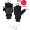 USB Powered Heating Pattern, Heated Gloves, USB Hand Warmers Winter Warm, Sports Laptop Computer Gloves 2 in 1 Full & Fingerless Mitten for Women Men Girls Boys,B view 2