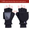 USB Powered Heating Pattern, Heated Gloves, USB Hand Warmers Winter Warm, Sports Laptop Computer Gloves 2 in 1 Full & Fingerless Mitten for Women Men Girls Boys,B view 4