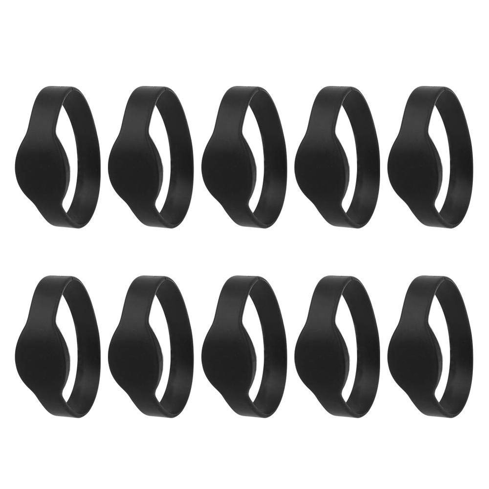 Valentine's Day Carnival Silicone Wristband Card, Moisture-proof Waterproof Shock-proof RFID Wristband, 10pcs IC for Foot Bath Centers Fitness Clubs Swimming Pool Sauna Clubs(black)