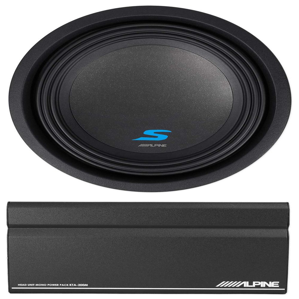 Alpine S-W10D2 10" 1800w Car Audio Subwoofer Sub+Mono Amp Power Pack Amplifier