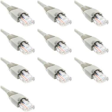 100 Feet Cat6 Slim Ethernet Network Patch Cables Gray RJ45 m/m (10 Pack)