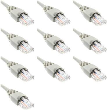100 Feet Cat6 Slim Ethernet Network Patch Cables Gray RJ45 m/m (10 Pack)