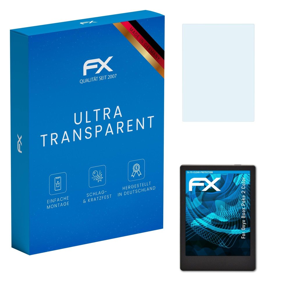 atFoliX Screen Protection Film compatible with Onyx Boox Poke 2 Color Screen Protector, ultra-clear FX Protective Film (2X)