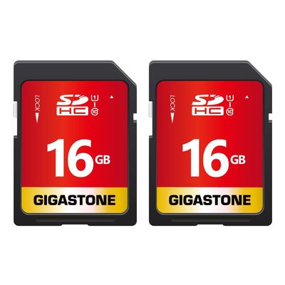 GIGASTONE 16GB SD Card 2-Pack UHS-I U1 Class 10 SDHC Memory Card High-Speed Full HD Video Compatible with Canon, SPYPOINT TACTACAM WOSPORTS Trail Camera, with 2 Mini Cases