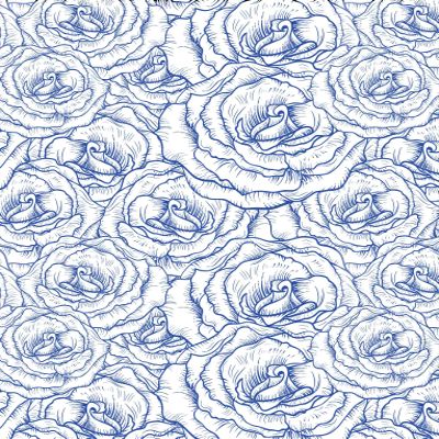 Ceramic Decals - Rose Buds (Blue, 19 x 13 inch)