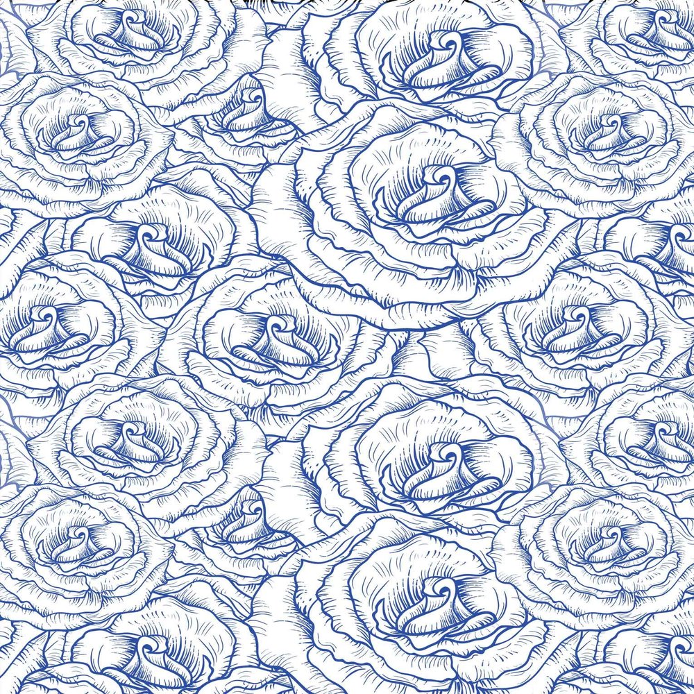 Ceramic Decals - Rose Buds (Blue, 19 x 13 inch)
