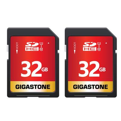 GIGASTONE 32GB SD Card 2-Pack UHS-I U1 Class 10 SDHC Memory Card High-Speed Full HD Video Compatible with Canon Digital Camera, SPYPOINT TACTACAM WOSPORTS Trail Camera, with 2 mini Cases