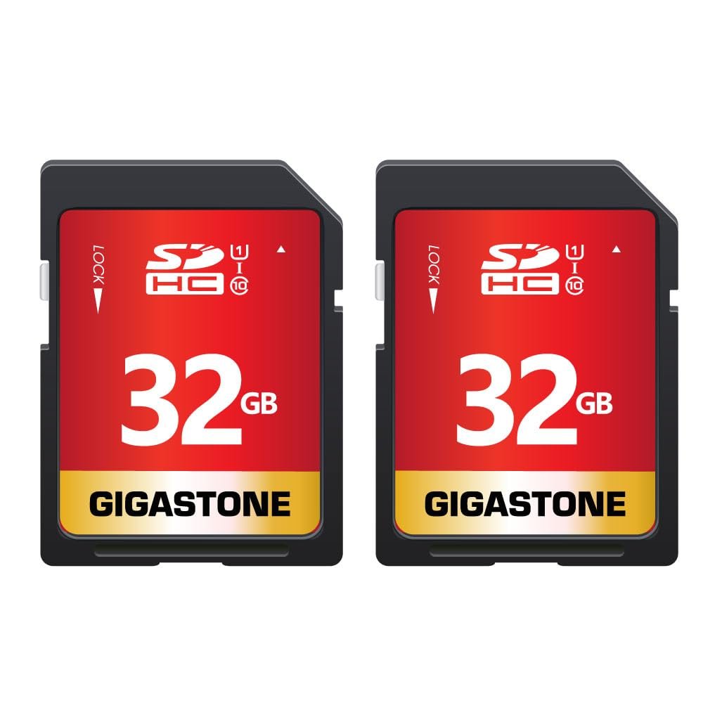 GIGASTONE 32GB SD Card 2-Pack UHS-I U1 Class 10 SDHC Memory Card High-Speed Full HD Video Compatible with Canon Digital Camera, SPYPOINT TACTACAM WOSPORTS Trail Camera, with 2 mini Cases