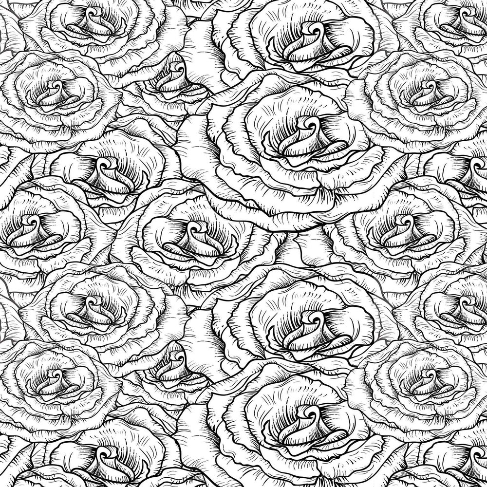 Ceramic Decals - Rose Buds (Black, 19 x 13 inch)