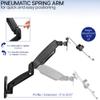 VIVO Height Adjustable Pneumatic Extended Arm Laptop Wall Mount, Full Motion Articulating Notebook Tray, Fits 10 to 15.6 inch Screen, Black, MOUNT-V001GL view 3