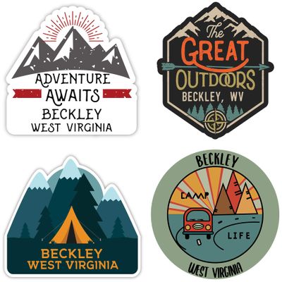R and R Imports Beckley West Virginia Souvenir 4-Inch Each Vinyl Decal Sticker 4-Pack
