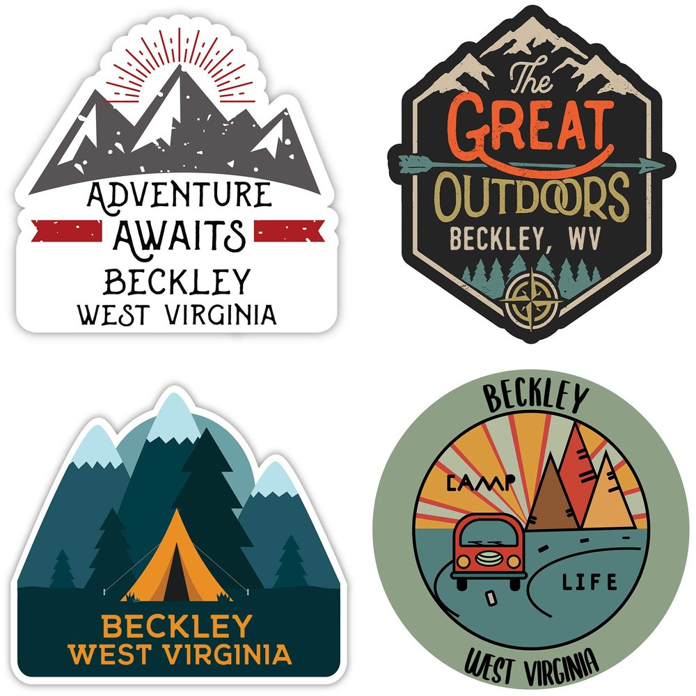R and R Imports Beckley West Virginia Souvenir 4-Inch Each Vinyl Decal Sticker 4-Pack