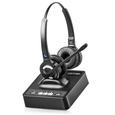 Leitner LH375 3-in-1 Wireless Office Headset with Mic Computer, Telephone, and Cell Phone Headset 5 Year Warranty Dual-Ear