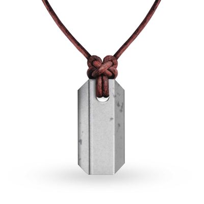 Wazoo Viking Whetstone Pendant, Knife Sharpener Necklace, Arkansas Novaculite on Leather Cord, Norse Inspired Knotwork, Made in the USA (Plain)