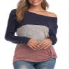 Andongnywell Women's Long-Sleeved one-Neck Loose Twist Casual T-Shirt Casual Soft Knot Side Twists Knit Blouse Top (Blue 1,Small) view 1
