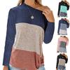 Andongnywell Women's Long-Sleeved one-Neck Loose Twist Casual T-Shirt Casual Soft Knot Side Twists Knit Blouse Top (Blue 1,Small) view 4