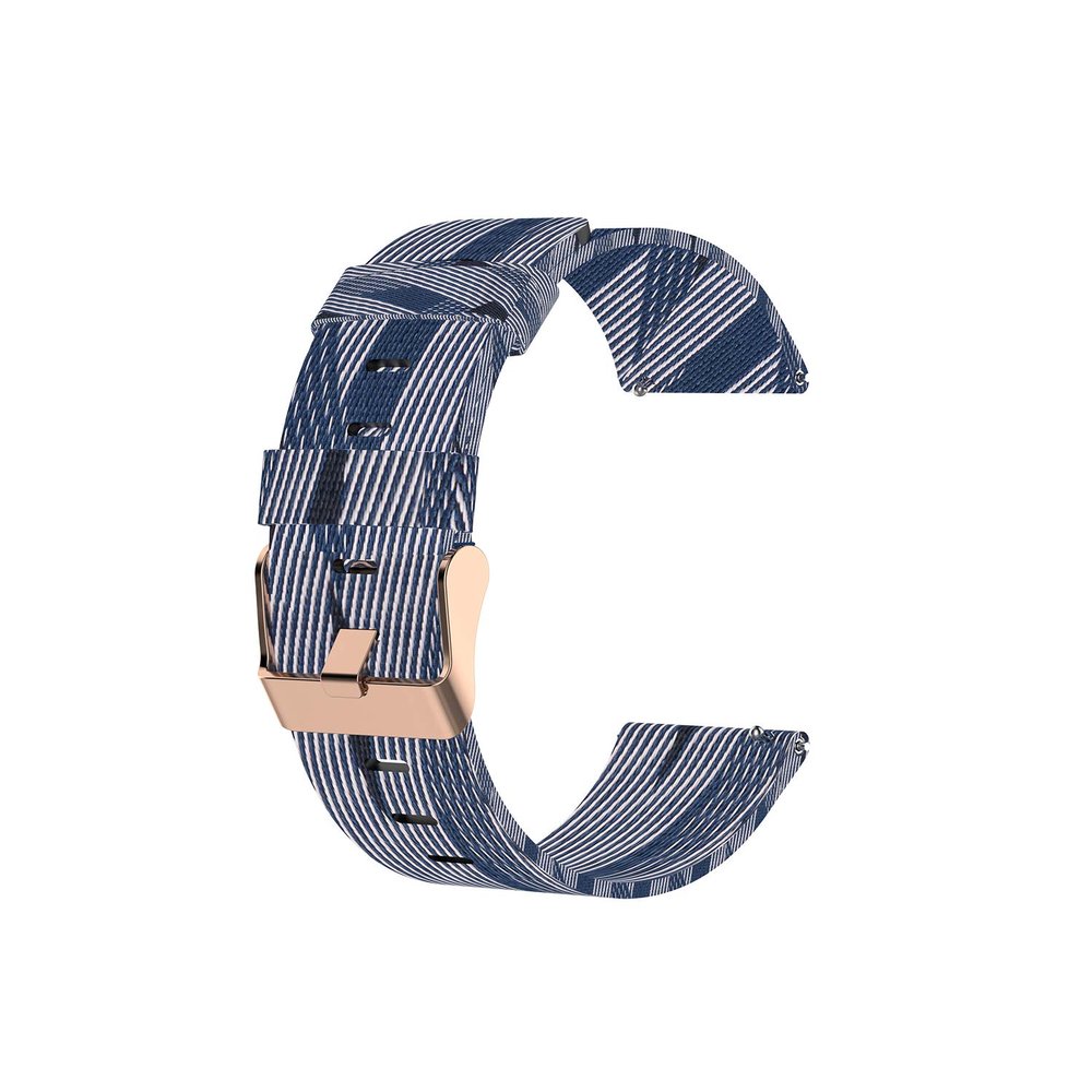 22mm Canvas Quick Release Watch Band Strap Compatible with Garmin Forerunner 745 /Vivoactive 4 Washable Replacement Sport Straps Sport Wristbands for Forerunner 745 GPS Running watch (DBlue)