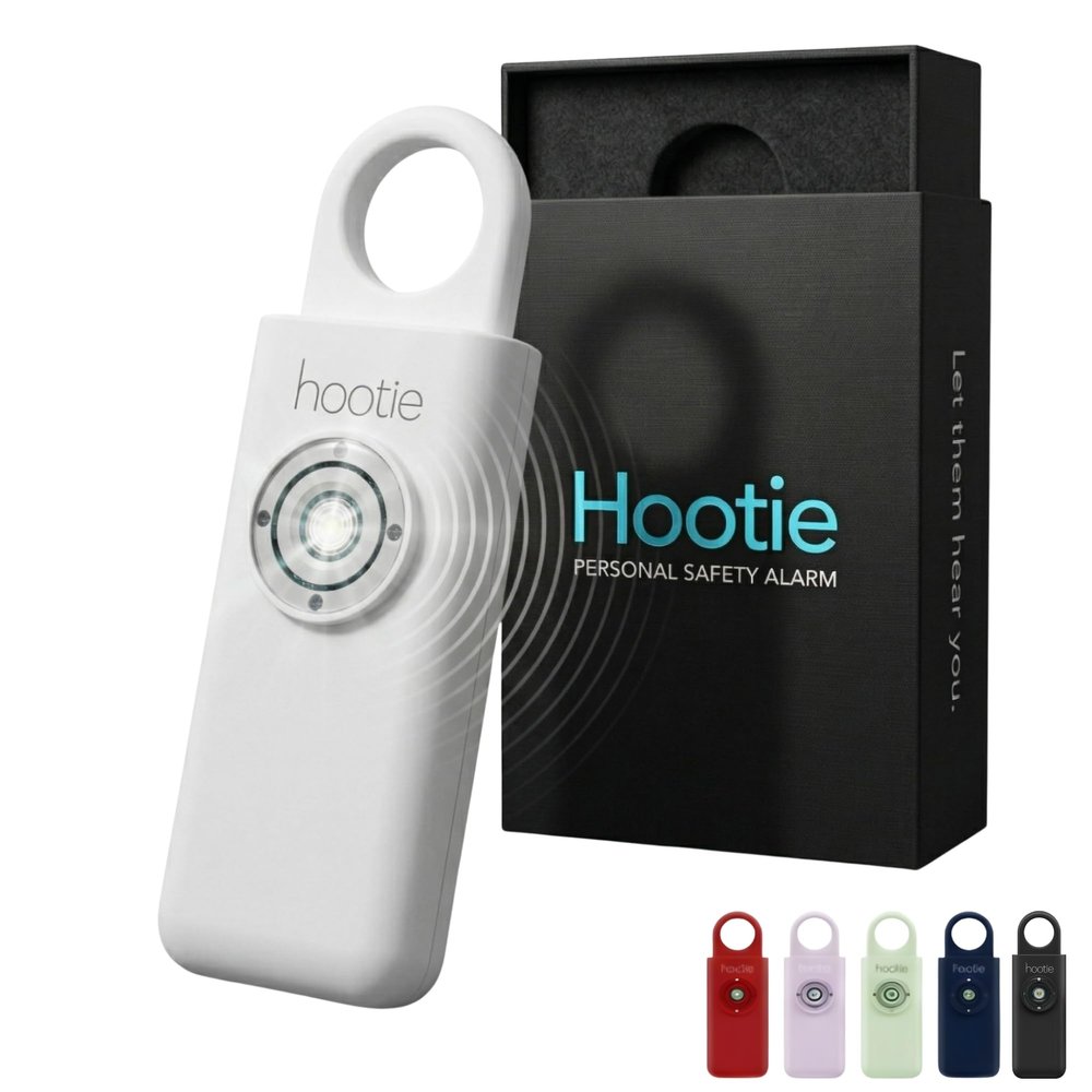 HOOTIE Personal Safety Alarm for Women, Men and Kids 130dB Personal Alarm Keychain, Pull Pin Safety Alarm Keychain with Strobe Light, Self-Defense Alarm for Campus, Travel and Running White