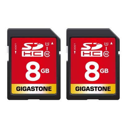 GIGASTONE 8GB SD Card 2-Pack UHS-I U1 Class 10 SDHC Memory Card Full HD Video Canon Kodak Olympus Digital Camera, with 2 Mini Cases