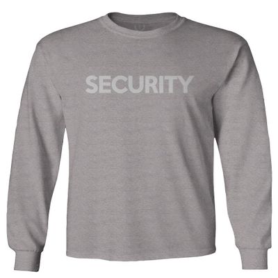 VICES AND VIRTUESS 0331. Security Graphic Event Staff Work Uniform Concert Crew Guard Men's Long Sleeve t Shirt (Light Gray X-Large)