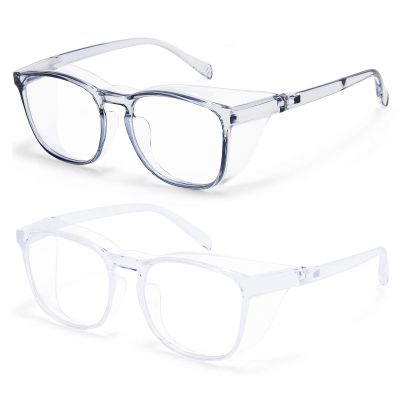 Anti-Fog Anti-Saliva Safety Glasses UV Protection Blue Light Blocking Goggles for Men Women Square Frame Clear Lens