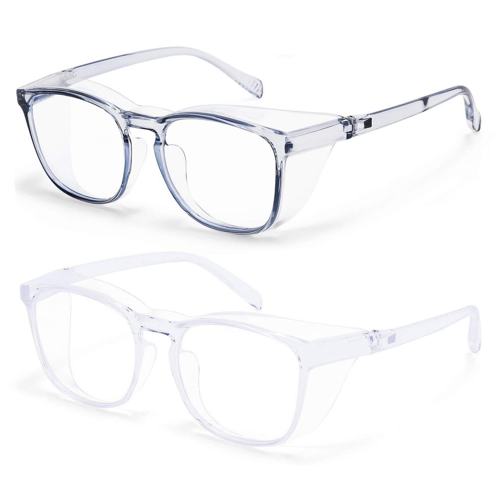 Anti-Fog Anti-Saliva Safety Glasses UV Protection Blue Light Blocking Goggles for Men Women Square Frame Clear Lens