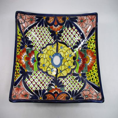16" RECTANGULAR TALAVERA SINK vessel mexican bathroom handmade ceramic folk art