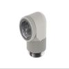 PrimoChill Male to Female G1/4 90 Degree SX Dual Rotary Elbow Fitting - TX Matte Silver view 1