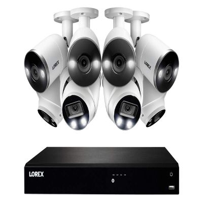 Lorex 4KHDIP168NI-2 4K Smart Deterrence 16 Channel Surveillance System w/ N862A63B 4K 3TB NVR and 4 E892AB 4K Smart Deterrence Bullet Cameras and 4 E892DD 4K Smart Deterrence Dome Cameras