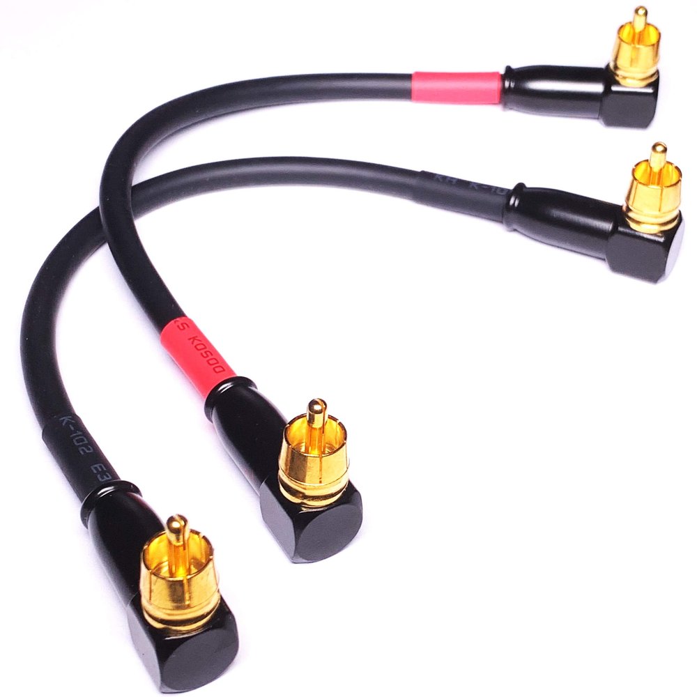 CNCESS CESS-137-6i Right Angle RCA to RCA Preamp Jumpers Male to Male Patch Cable, 2 Pack (6 Inches)