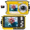 Waterproof Digital Camera Underwater Camera Full HD 2.7K 48 MP Video Recorder Selfie Dual Screens 16X Digital Zoom Flashlight Waterproof Camera for Snorkeling (Yellow) view 1