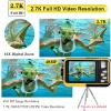 Waterproof Digital Camera Underwater Camera Full HD 2.7K 48 MP Video Recorder Selfie Dual Screens 16X Digital Zoom Flashlight Waterproof Camera for Snorkeling (Yellow) view 2