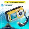 Waterproof Digital Camera Underwater Camera Full HD 2.7K 48 MP Video Recorder Selfie Dual Screens 16X Digital Zoom Flashlight Waterproof Camera for Snorkeling (Yellow) view 3