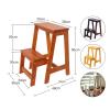 2 Step Ladder Stool Wooden Folding Step Stool Adult Kids Safty Stepladders for Home and Kitchen Portable Sturdy Ladder 150kg Capacity (Color : Wood Color) view 2