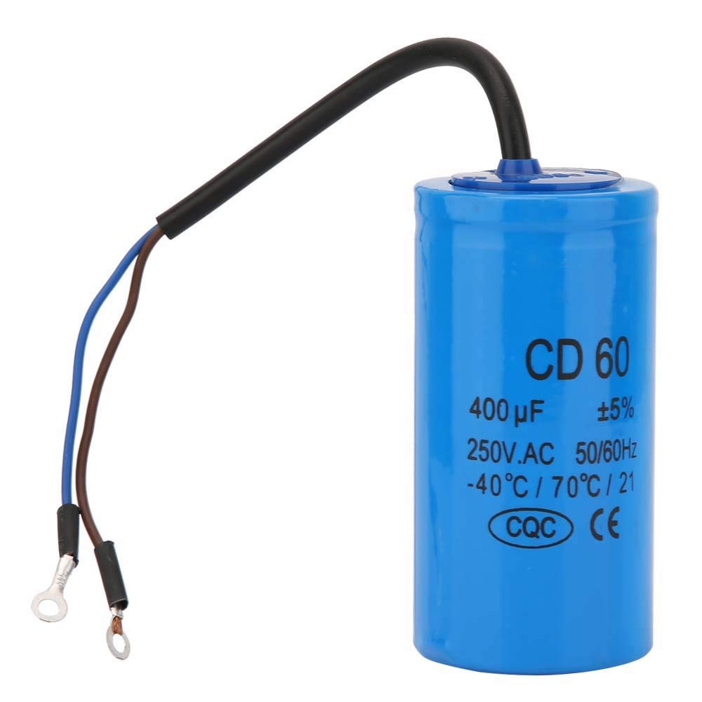CD60 Run acitor 400uF 250V AC Motor Start acitor with Wire for Motors Air Compressors Conditioners, Blue