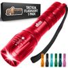 GORILLA GRIP Powerful LED Tactical Flashlight, 750 FT High Lumens 5 Adjustable Modes, Water Resistant, Ultra Bright Zoom Flashlights, Small Mini Flash Light, Camping, Night Dog Walking, Red view 1