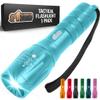 GORILLA GRIP Powerful LED Tactical Flashlight, 750 FT High Lumens 5 Adjustable Modes, Water Resistant, Ultra Bright Zoom Flashlights, Small Mini Flash Light, Camping, Night Dog Walking, Turquoise view 1