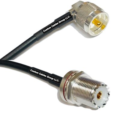 10 feet RG58 UHF Male Angle to UHF Female Bulkhead RF Pigtail Coaxial Cable