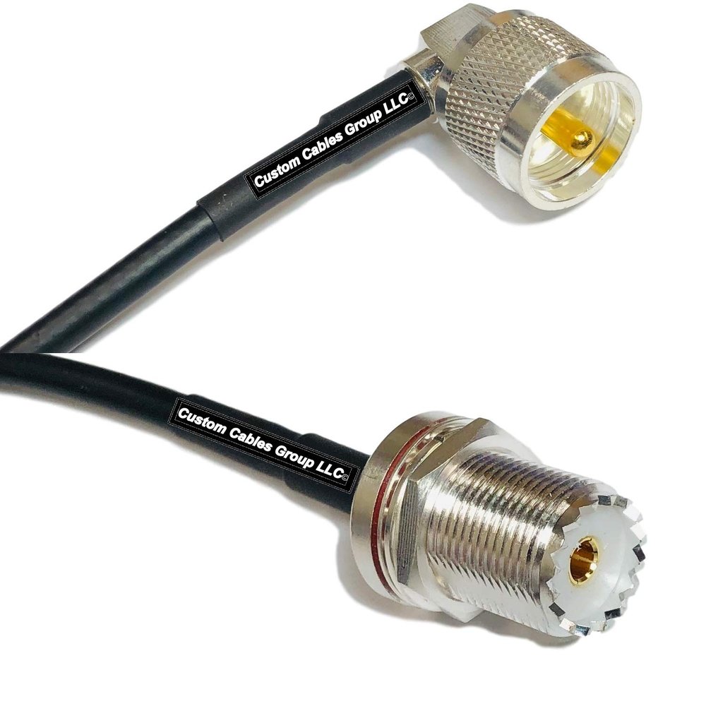 10 feet RG58 UHF Male Angle to UHF Female Bulkhead RF Pigtail Coaxial Cable